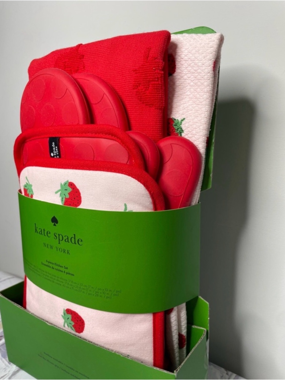 kate spade red and white strawberry kitchen set